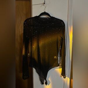 Lulus Strike an Attitude Black Mesh Multi Embellished Mesh Bodysuit XL